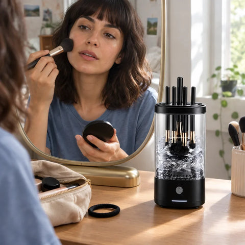 [Scale AI] lifestyle, Dispositivo elettrico per la pulizia dei pennelli da trucco con disinfezione UV e asciugatura
