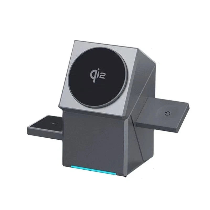 caricabatterie wireless magnetico 3-in-1 a cubo rotante