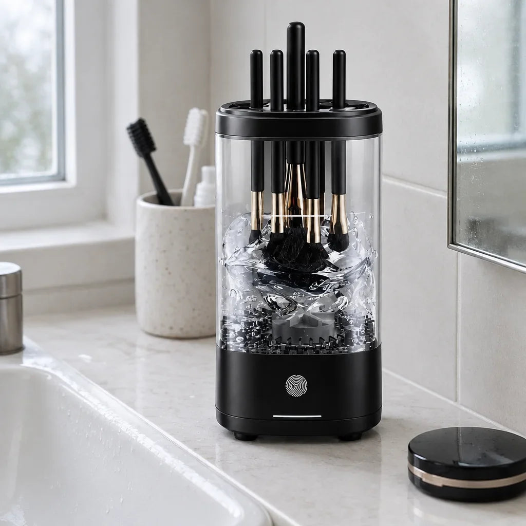 [Scale AI] lifestyle, Dispositivo elettrico per la pulizia dei pennelli da trucco con disinfezione UV e asciugatura