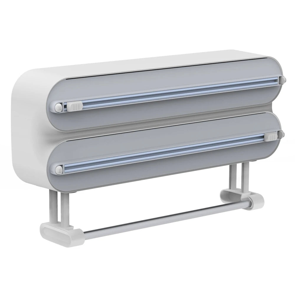 Dispenser da Cucina 3 in 1 – Portarotolo da Parete per Pellicola, Alluminio e Carta da Cucina