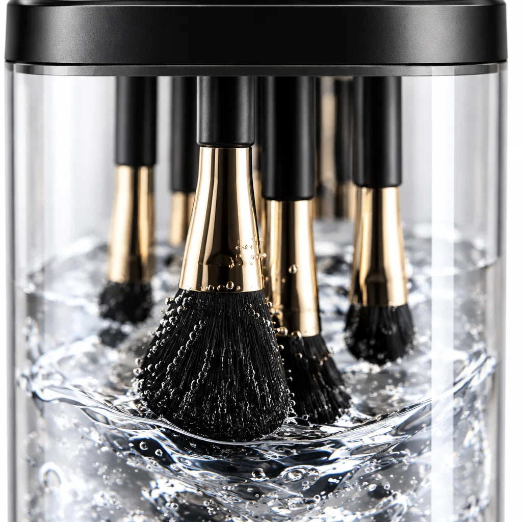 A macro product photograph using the exact black device from reference r00, cropped tightly to the t